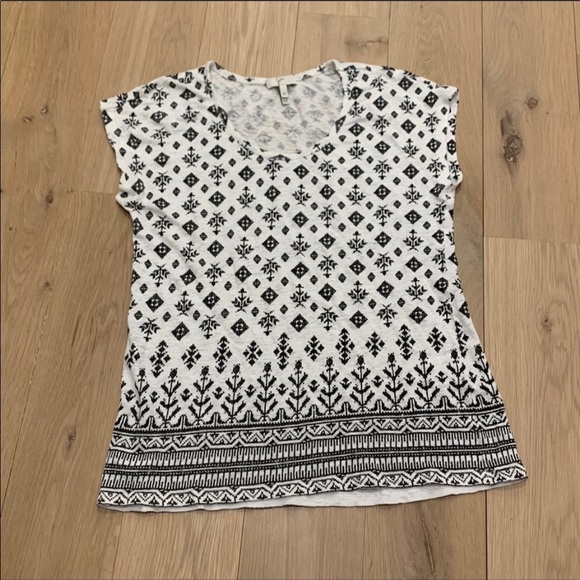 Joie Nasa Linen Short Sleeve Tee Shirt Black White - Picture 7 of 13